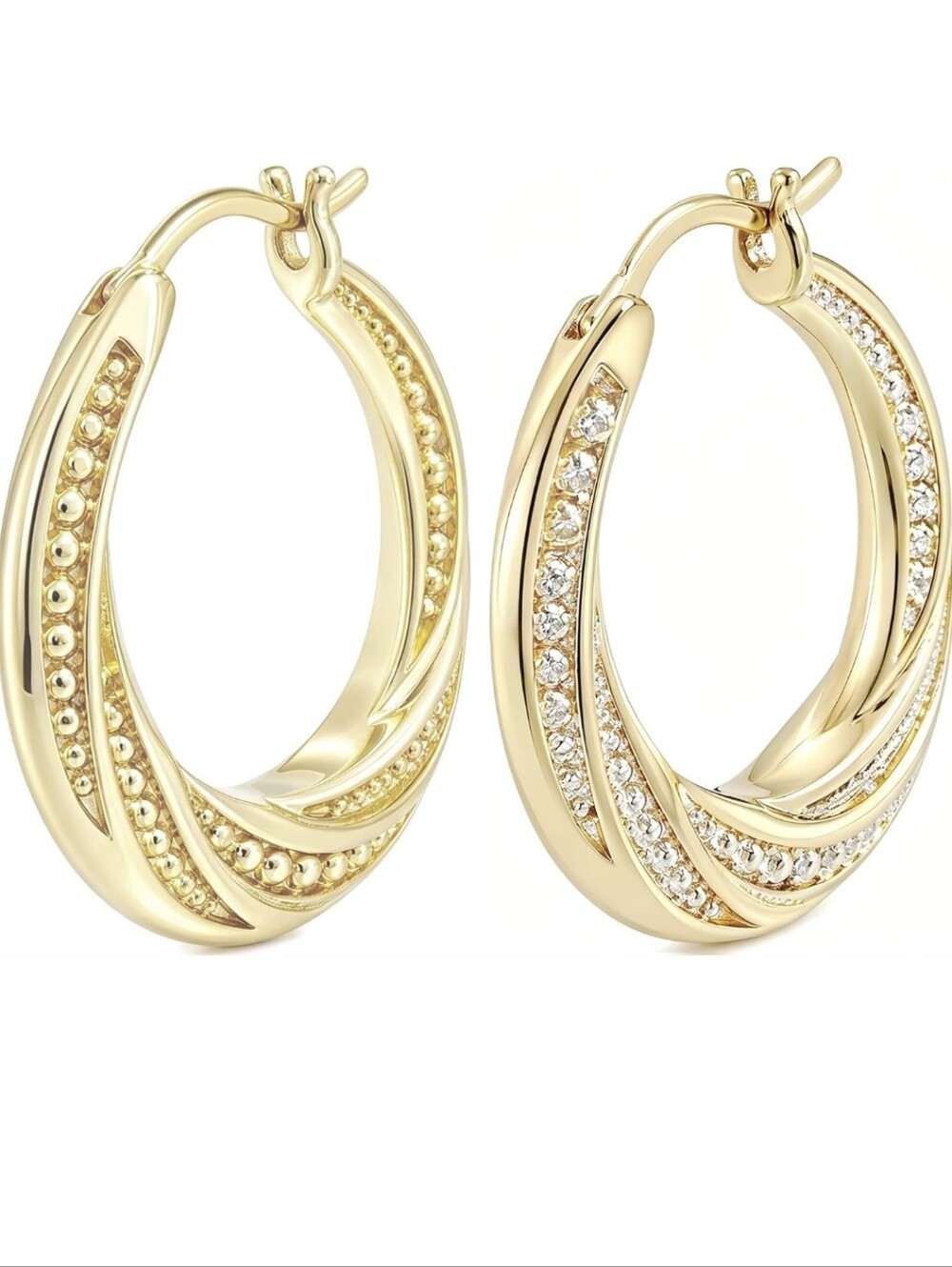 Gold Hoop Earrings With CZ